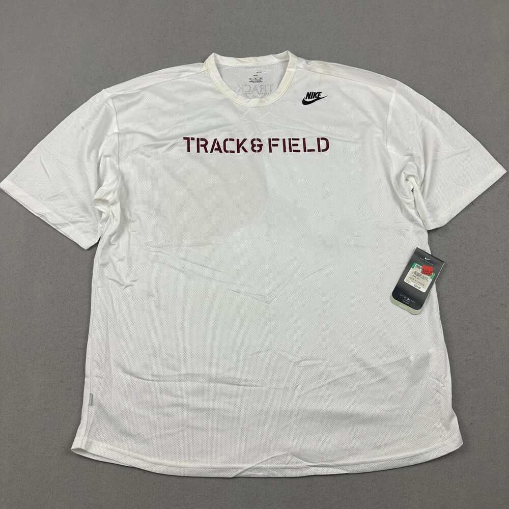 Nike Shirt Men Extra Large White Track & Field Dri-Fit Mesh Star Logo Running *